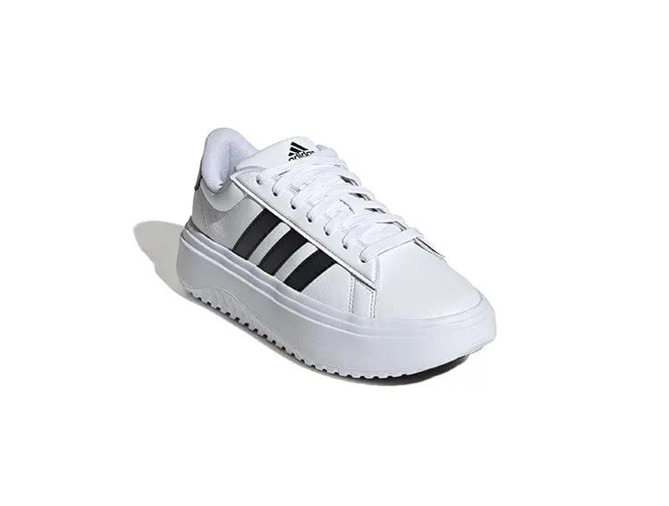 Zapatilla Adidas Grand Court Plataforma Cuero Mujer Blanco