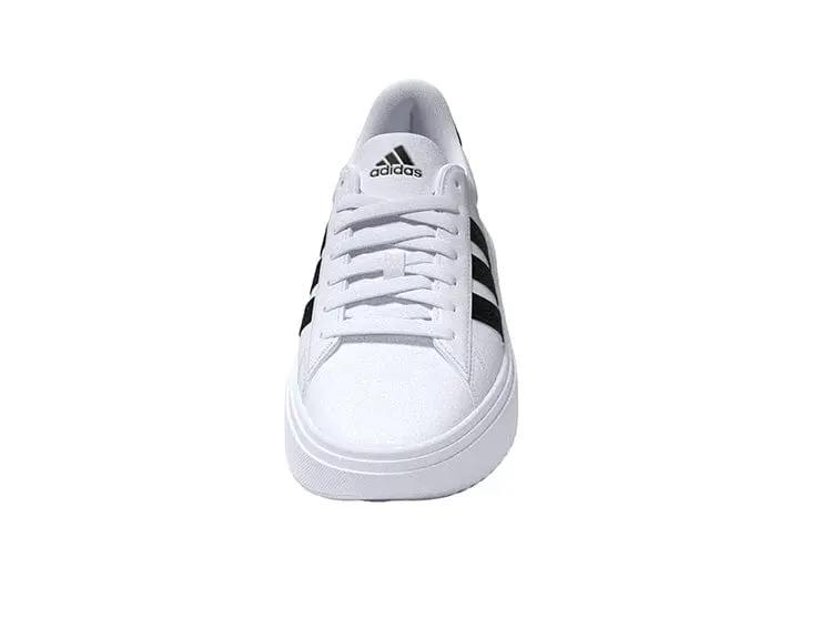 Zapatilla Adidas Grand Court Plataforma Cuero Mujer Blanco