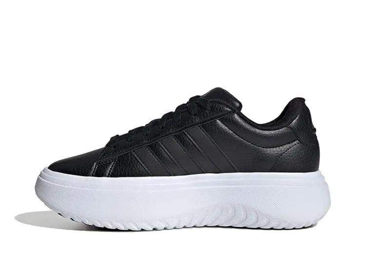Zapatilla Adidas Grand Court Plataforma Cuero Mujer Negro