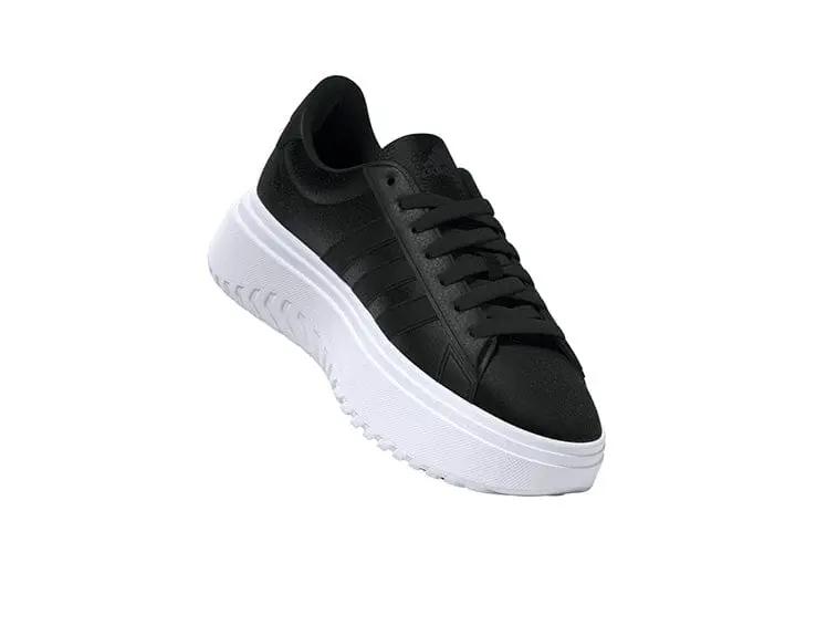 Zapatilla Adidas Grand Court Plataforma Cuero Mujer Negro