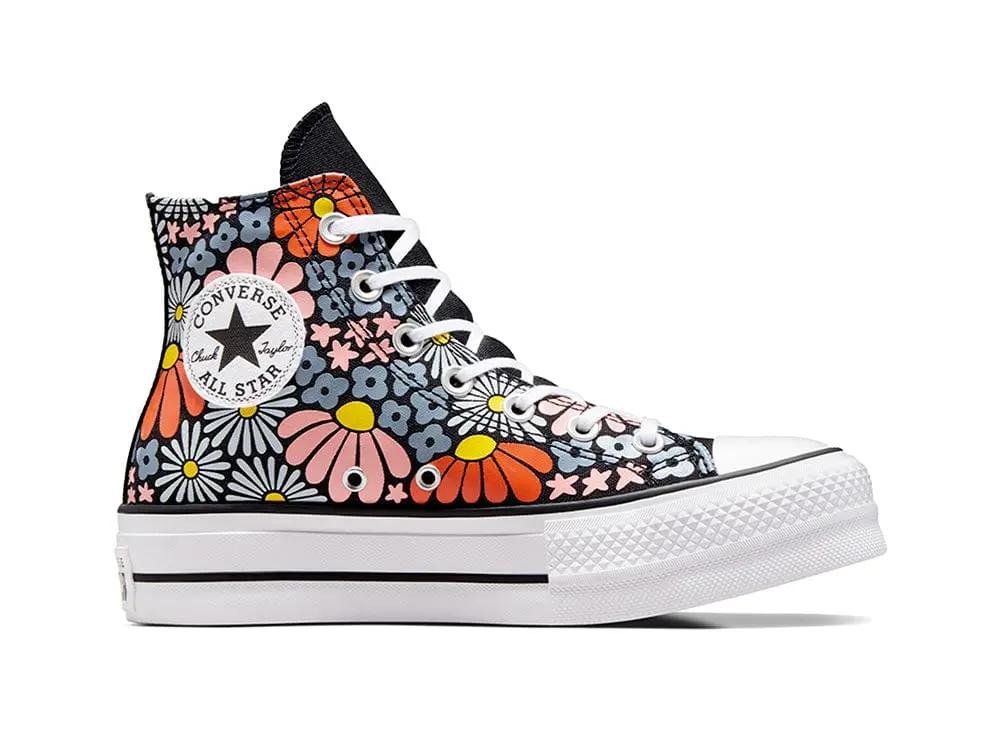Zapatilla Converse Chuck Taylor Lift Floral Mujer Negro