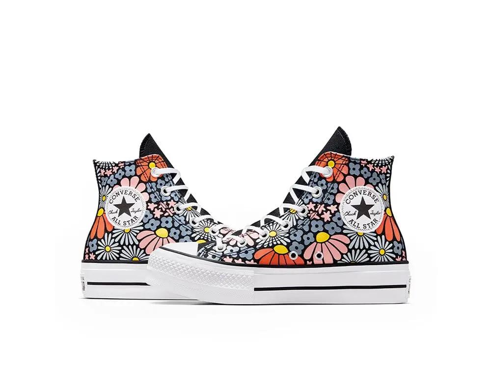 Zapatilla Converse Chuck Taylor Lift Floral Mujer Negro