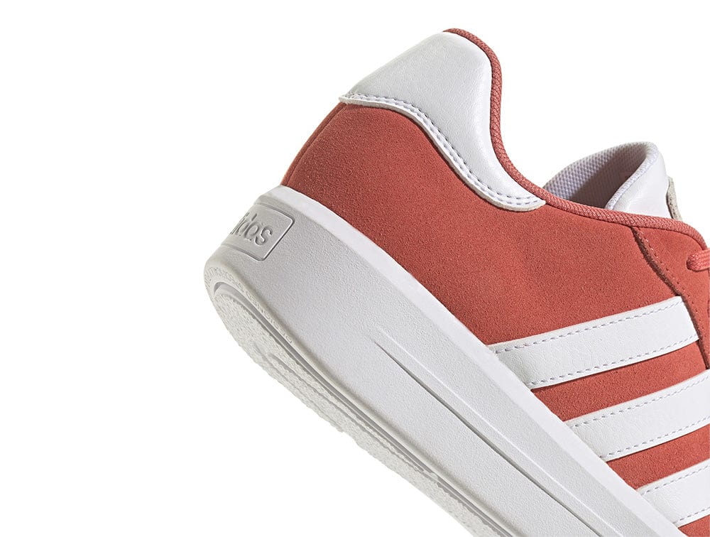 Zapatilla Adidas Court Plataforma Suede Mujer Coral - Blanco
